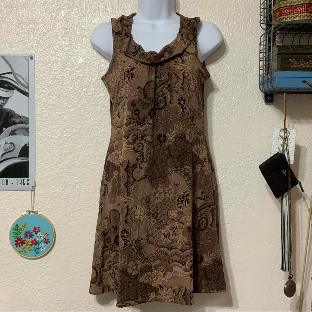 Sleeveless Boho Brown Ann Taylor Mini Dress